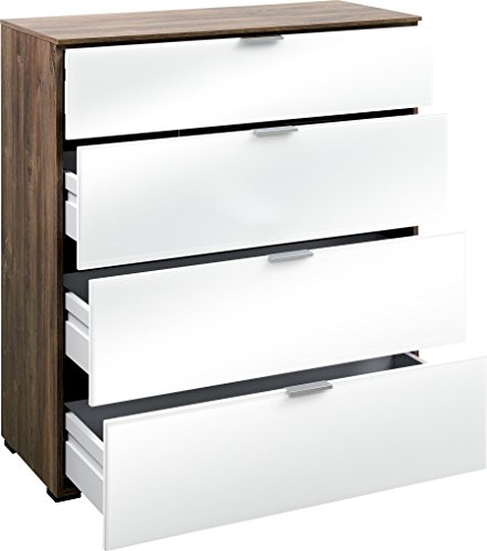 CS Schmal Kommode SOLO 700 | In Stirling Eiche und Weißglas | 91 x 100 x 42 cm - 60.165.505/7200 CS Schmal Kommode SOLO 700 | In Stirling Eiche und Weißglas | 91 x 100 x 42 cm