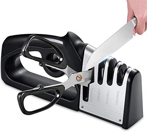 Anosiar Knife Sharpeners, 4-Stage Kitchen Knife Sharpener Manual Knife Sharpening Tool, Professional Sharpener