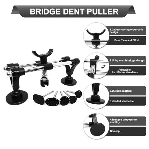Image of Dent Puller Kit - Paintless Dent Removal Kit, Dent Repair Kit with Slide Hammer T-Bar, Bridge Puller, Car Dent Puller Kit for Auto Hail Damage Door Ding 38 pcs (with Glue Set)