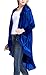 Women's Fashion Open Front Velvet Cardigan Coat with Asymmetric Chiffon Hem (2XL, Royal Blue)