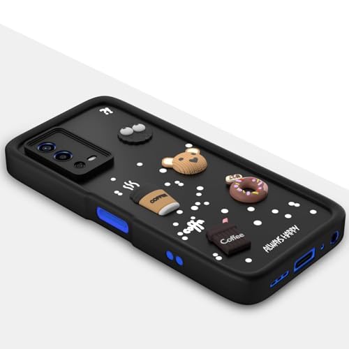Image of Bintage Cute Fun Taddy| 3D Ball Bear| Donut| Coffee Rubber Case Full Body & Camera Protection Back Cover Compatible for Oppo A55 4G - Black