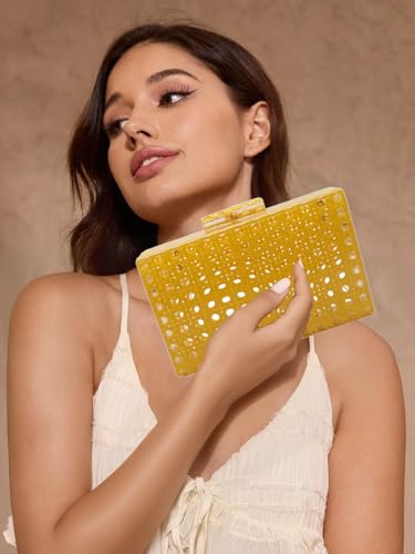 Image of RomanticDesign Women Acrylic Handbag Rattan Woven Pattern Square Box Crossbody Handbag Shoulder Bag Chain Purse