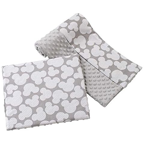 Baby Blanket with Pillow 100% cotton Plush Coverlet Children's Large Two-Sided 75x100 + 35x30cm Medi Partners Multifunctional for Bed Baby strollers (Miki with grey Plush) Cover