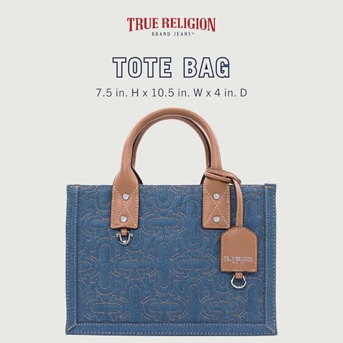 Bolso True Religion Quilted Tote Azul miniatura 2