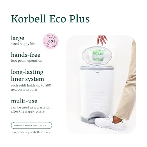 Korbell - Windelbehälter 26 L Handfreier und Ökologisch + 1 Nachfüllpackung