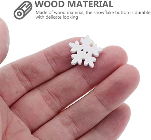 ULTNICE Christmas Wooden Buttons Snowflakes Buttons White Embellishments 18mm 50pcs
