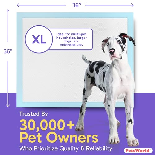 PETSWORLD Giant Dog Potty Pads, Odor-Eliminating, 36" x 36", Ultra Absorbent 5-Layer Leak-Proof Training Pads for Dogs & Cats (36x36, 400 Count)