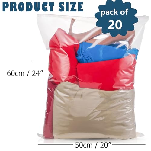 Sacs plastiques refermables 60x50 cm lot de 20 grand format sans trou