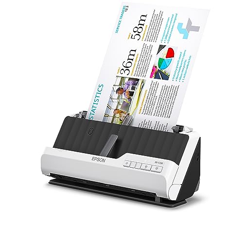 Epson DS C330, Escáner Vertical de Documentos A4, USB, Alimentador Automático de Documentos, escaneado Doble Cara (dúplex), Color Blanco