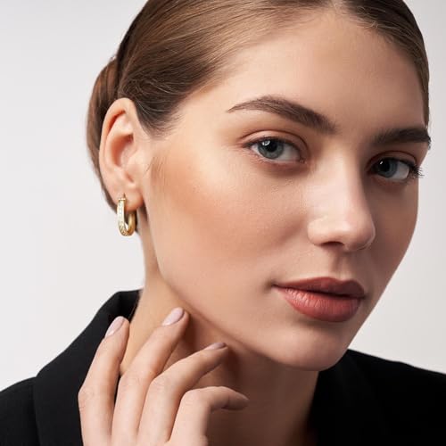 Gold Hoop Earrings for Women 14K Gold Earrings for Women Radiant Cubic Zirconia Hoop Earring for Womens Earring 20mm4