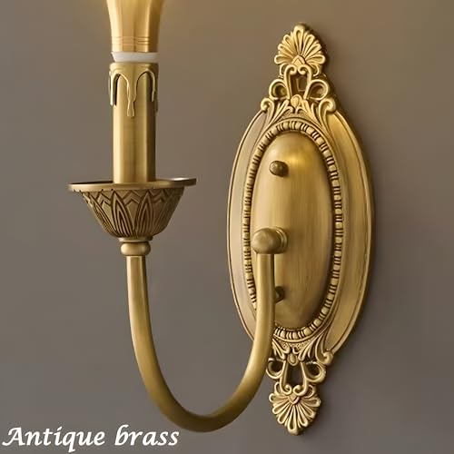 Aplique de Pared Doble de latón Antiguo - Lámpara Vintage de 2 Luces para Sala de Estar, Dormitorio, baño, Escalera, Entrada.