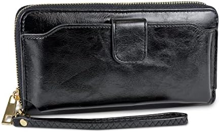 Rebecca & Rifka Glazed Faux Leather Zip Around Wristlet Wallet with Phone Pocket