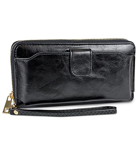 Rebecca & Rifka Glazed Faux Leather Zip Around Wristlet Wallet With Phone Pocket #TOP2