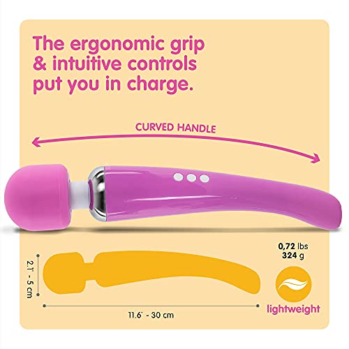 Image of Oliver James Large Wand Massager w / 20 Vibration Modes, 8 Speeds (Pink)