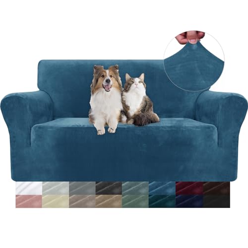 YSTELLAA Housse De Canapé en Velours 2 Places, Universelle Sofa Cover avec Accoudoirs, Housse pour Canapé Extensible, Protection Canapé Antidérapante,...