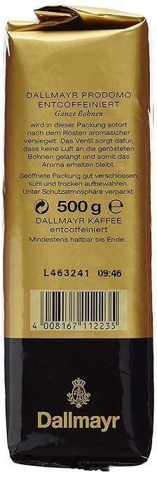 Dallmayr Prodomo Decaffeinated 500g Whole Bean (12 x 500 g)