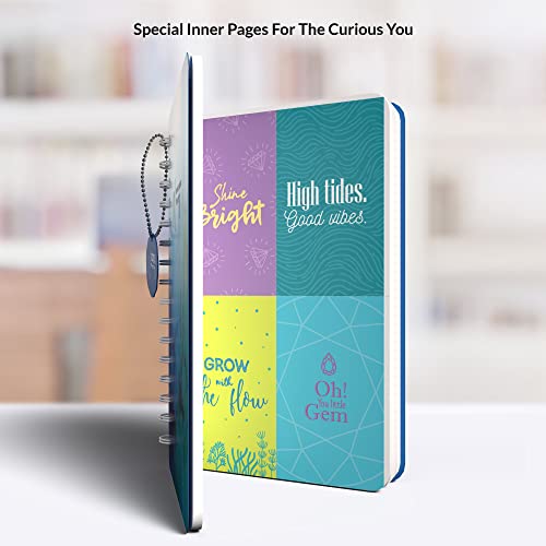 Image of Paperkraft A5 Designer Wiro Hard Bound diaries I Paper Dangler + 3 special inserts I 70 GSM I 168 Ruled Pages| Underwater Theme (Happiness comes in waves)