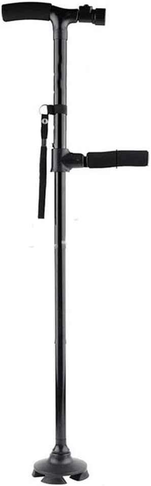 LEDライト付き折りたたみ杖ウォーキングスティック、4つの滑り止めの足、軽量、木製人間工学に基づいたハンドル松葉杖で簡単に保管できま