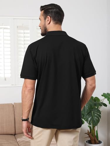 Polo Pique para Hombre Tallas Grandes y Altas, Camisa de Golf Dry Fit con Bolsillo en el Pecho, Mezcla de Algodón de Secado Rápido y Transpirable miniatura 2