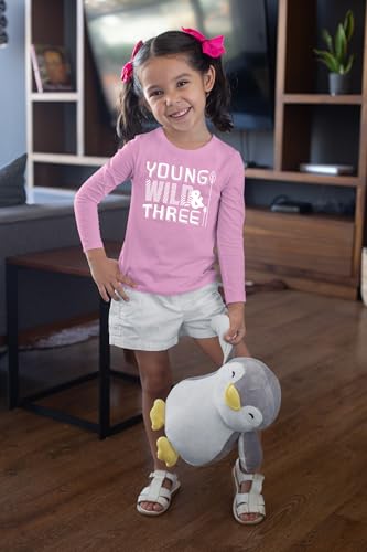 Image of Young Wild and Three Girl 3rd Birthday Outfit Toddler Shirts 3 Year Old Girls Third Party Tshirt
