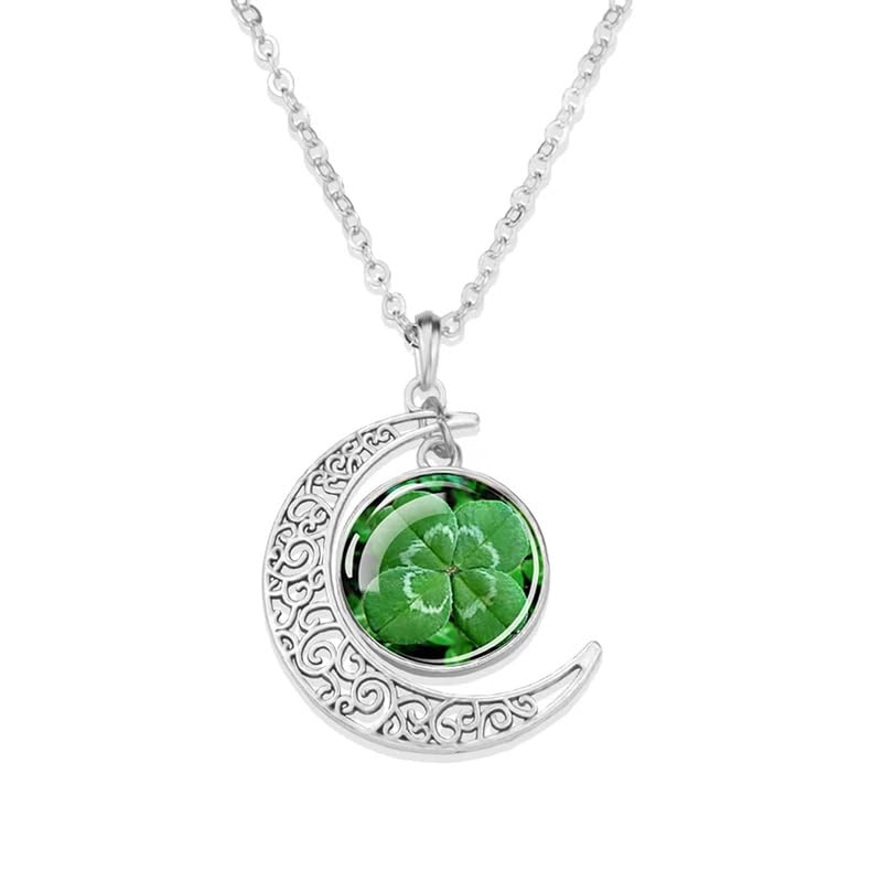 Colliers de Saint-Patrick en Argent 925 collier vert trèfle pour homme