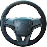 DIY handgenähtes schwarzes Leder-Auto-Lenkradbezug, für Chevrolet Cruze Fließheck-Limousine 2009-2013 2014, roter Faden
