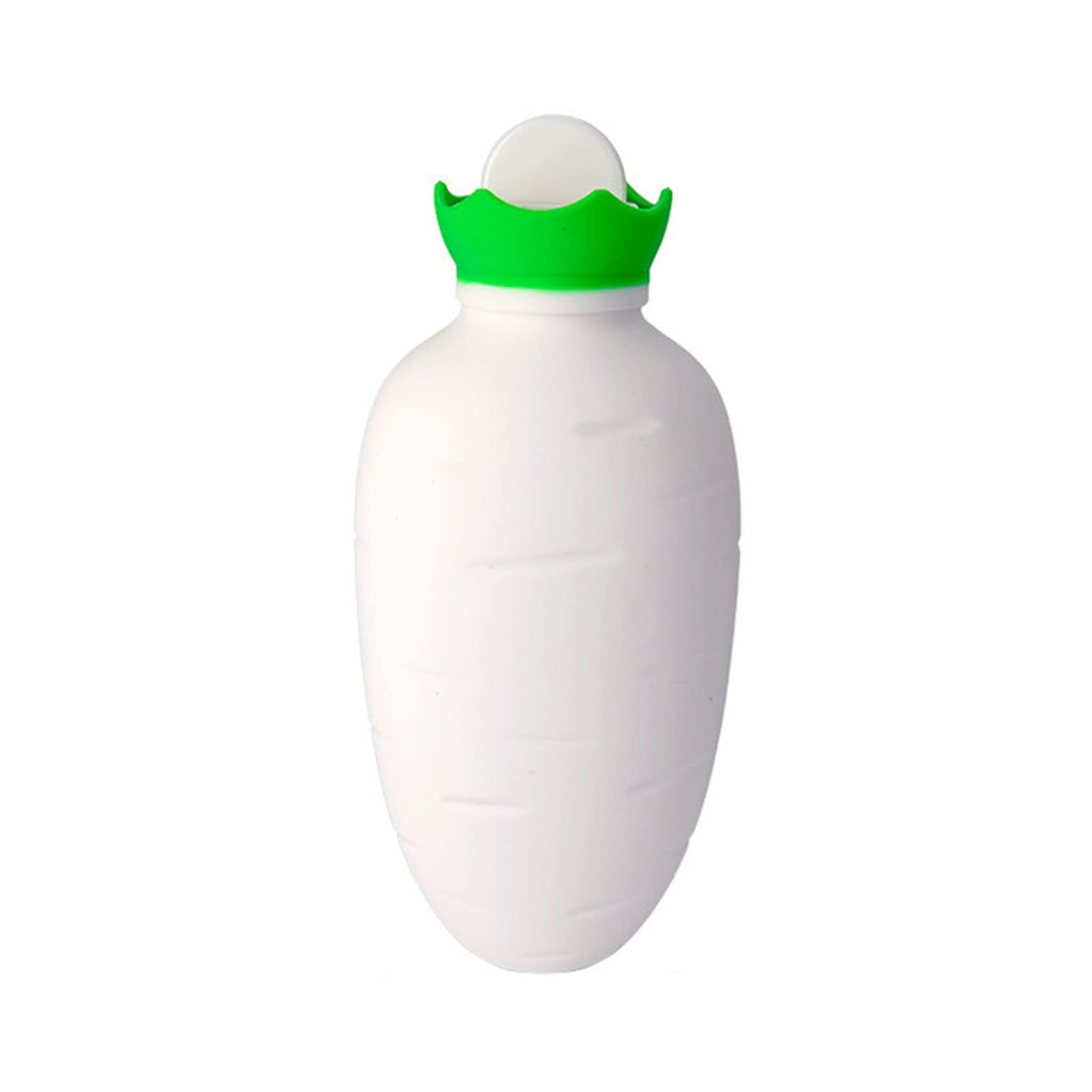 Wärmflasche Silikon-Warmwasserflasche Niedliche Rettich-heiße Packungen Winter Handwärmer Mikrowellenheizung Warmwassertasche Geeignet for alle Jahreszeiten Wärmflasche mit bezug(Size:White green)