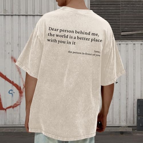 Image of Dear Person Behind Me Shirt You are Enough Tshirts for Men Oversized Inspirational Positive Tees Vintage Graphic Tops