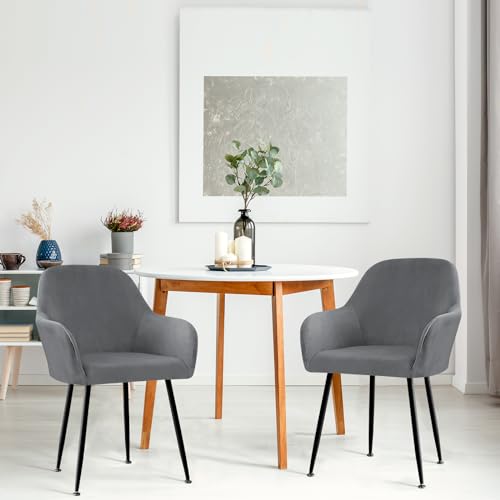 Betylifoy Stretch Stuhlbezug Stuhlhusse 2er Set, Elastischer Stuhlbezug Stuhlhussen mit Armlehne Abnehmbare Stuhlbezug Grau Schonbezug für Esszimmer Wohnzimmer Hochzeit, Partys Deko (Grau)