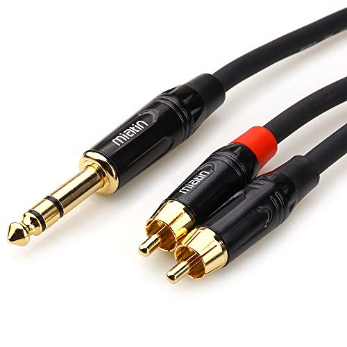 MIATIN 6.35mm 1/4インチ TRS オス-デュアルRCAオス Auxジャック ステレオ オーディオ スプリッター パッチ 挿入ケーブル 1.8メートル / 5.9フィート