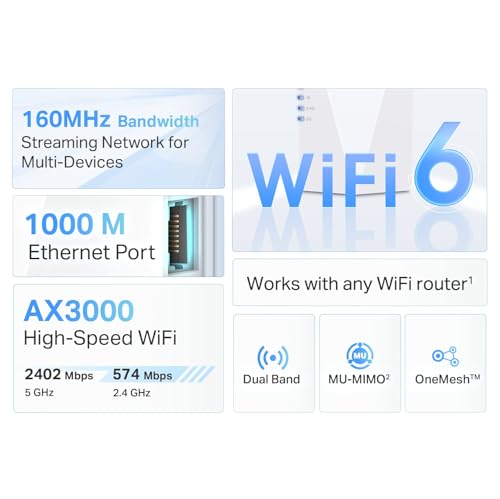 image for TP-Link AX3000 WiFi 6 Range Extender Internet Booster(RE700X), Dual Ba