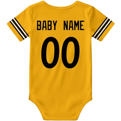 Image of KREDE Baby Clothes Custom Name Bodysuit for Baby Boy Gifts | Short Sleeves Bodysuit with Custom Number Name
