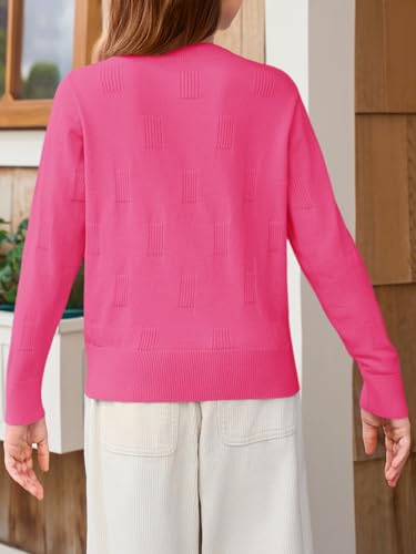 Image of Haloumoning Girls Knit Sweaters Casual Long Sleeve Textured Pullover Tops Kids Loose Fit Comfy Fall Clothes 5-14 Years