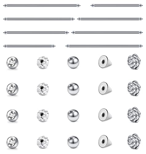 Jforyou Replacement Bar And Balls For Straight Barbell Piercing Jewelry For Nipple Rings Tongue Ring Industrial Piercing Body Piercing 14G 25Mm 32Mm 35Mm 38Mm Bar Length #TOP6