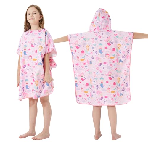 jooeer Toalla Piscina Niño Microfibra Poncho Surf con Capucha, Toalla Playa Poncho Bata para...