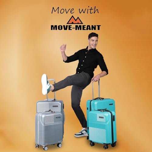 Image of Move-Meant VOYAGEWARE Small Cabin & Medium Check-in Suitcase | 55 Cm & 66 Cm | 360 Degree 8 Wheels Number Lock Polycarbonate Silver Trolley Bag | Luggage for Travel - Pack of 2