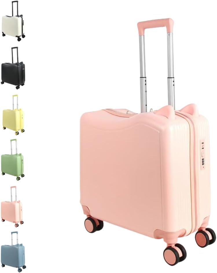 [Zekono] ミニトラベルケース、機内持ち込み可能、1〜2泊向け、かわいい猫耳デザイン、小型、軽量、車輪付き、多機能、旅行、持ち