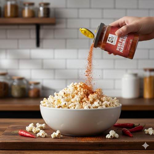 Image of Browntree Peri Peri Marinade Popcorn Seasoning Powder-200g-Pack Of 4| Each Pack 50g | Spicy & Tangy Popcorn Flavour
