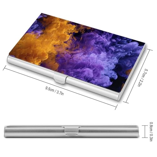 Colorful Smoke Purple Orange Business Card Holder, Pocket Slim Portable Metal Business Card Case for Women Men2