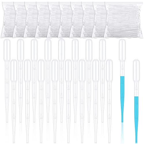 Buryeah BO-BURYEAH-507 1000 Pcs Plastic Pipettes Droppers 3Ml Disposable Transfer Pipettes Eye Dropper Small Graduated Pipettes Dropper cover