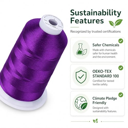 Image of Simthread 5500Yds /5000M 40WT Polyester Embroidery Thread Dark Grape S099 | High-yardage 5000M spool offers smooth feeding and stable 40WT polyester thread for home and commercial embroidery machines.