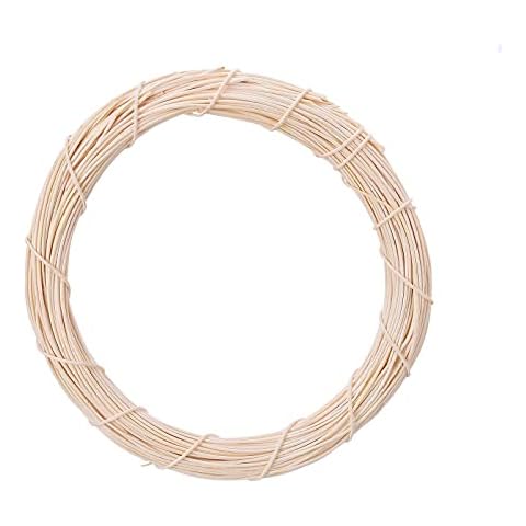 Okngr Natural Rattan Wreath,Creamy-White Natural Grapevine Wreath Twigs Wreath DIY Vine Wreath for Christmas DIY Floral Craft and Home Front Door Decoration Cover