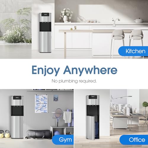 WATICE Self-Cleaning Bottom Loading Water Cooler Dispenser, 3 Temperature Settings - Hot, Cold & Room, Empty Bottle Indicator, Child Safety Lock, Ideal for Office, Home, Living Room by WATICE - Used condition - Image 7