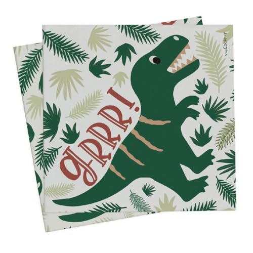 ScrapCooking - 20 serviettes Dino 33 x 33 cm - Décoration Anniversaire Dinosaure, Vert