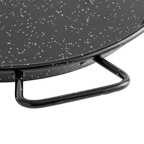 Glownary 24-Inch Enameled Carbon Steel Paella Pan, Black Dual Riveted Handles, Round Shape for 9-16 Guests, Professional Grade Cookware