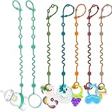 LittleHugs Toy Straps for Baby, Adjustable Toy Holder for Stroller Accessories, Silicone Baby Tether Pacifier Clip, No Throw Baby Travel Essential Leash for High Chair, Car Seat (7- Pack)