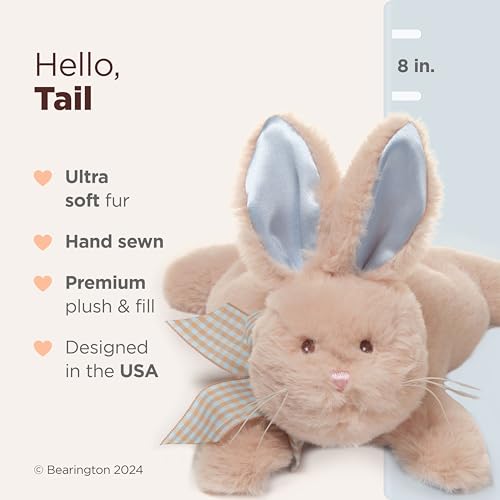 Bearington Collection Baby Bunny Tail Plush Stuffed Animal Bunny with Rattle - 8 inches Newborn Toys - Stuffed Rabbit for Baby - Thumbnail 2