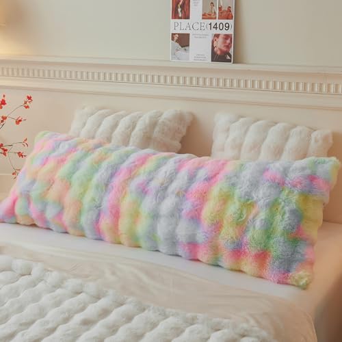 LIFEREVO Fluffy Faux Rabbit Fur Body Pillow Cover