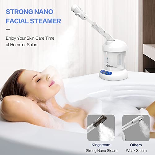 Kingsteam Facial Steamer - Ozone Steamer With Extendable Arm - Professional Nano Ionic Facial Steamer For Deep Cleaning - Portable For Personal Care Use At Home Or Salon (White) #TOP5