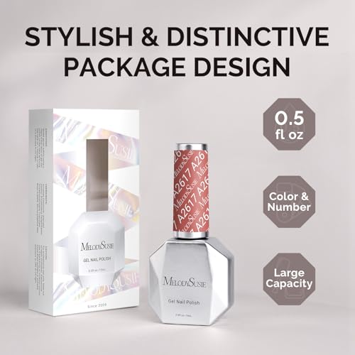 Image of MelodySusie 0.5fl oz Red Brown Gel Nail Polish, Nails Soak Off UV LED Cinnamon Red Gel Polish Gift for Women Nail Art Manicure Salon DIY Nail Design Decoration at Home-A2617